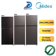 Midea 240L 280L Inverter Refrigerator 2 Door Fridge Peti Sejuk Peti Ais 2 Pintu 冰箱 MDRT307MTB28 MDRT346MTB28
