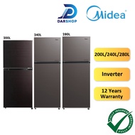 Midea 240L 280L Inverter Refrigerator 2 Door Fridge Peti Sejuk Peti Ais 2 Pintu 冰箱 MDRT307MTB28 MDRT