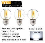 [3pcs G45] Wynn Design Bundle 3 of E27 4W G45 LED Bulb for Pendant Light Ceiling Lamp Led Bulb Ping 