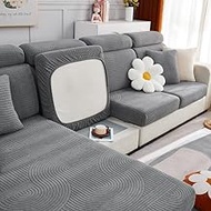 OKYUK Stretch Magic Sofa Slipcover, 1 Piece Anti-Slip Wear-Resistant Sofa Cover, L Shape Sectional Couch Covers, Separate Cushion Couch Chaise Cover (Dark Grey, Chaise Cover)