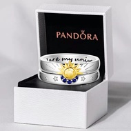 Pandora Original s925 Sterling Silver Sun Moon Detachable Ring Exquisite Jewelry DIY Gift