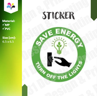 Sticker to remind Save Energy Turn off the lights classroom office friendly clear sign notice stiker