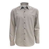 Guy Laroche เสื้อเชิ้ตแขนยาว คอปก สีพื้น ปักโลโก้ ทรง Slim Fit สีน้ำตาลอ่อน รุ่น BAB6254P5OT