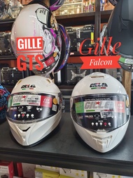 Gille plain white and black helmet with freebies ( Falcon and GTS) Full face dual visor