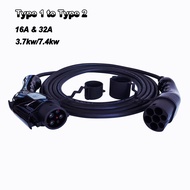 EVSE 16A 32A 3.7KW 7.4KW  EV Charging Cable Type 1 to Type 2 EV Cable For Electric Vehicle Charging 