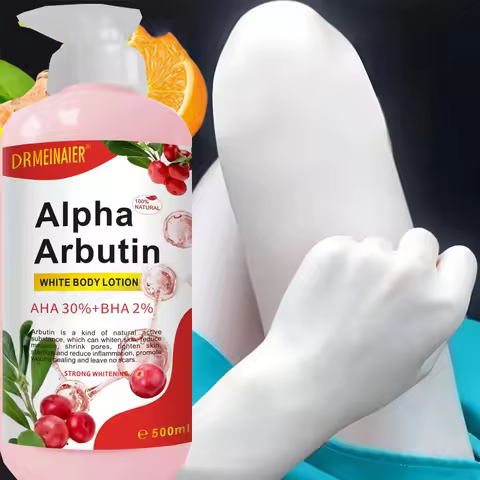 500ml 1% Alpha Arbutin And AHA 30%+BHA 2% Whitening Body Lotion Skin Brightening Moisturizer Hydrati