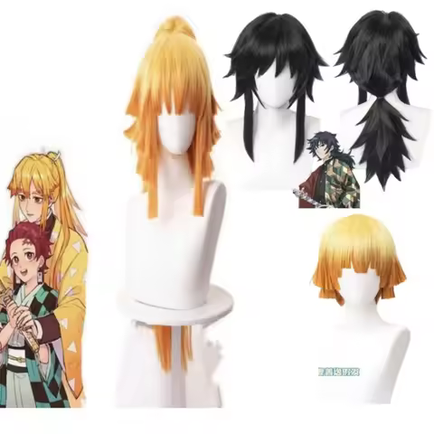 Demon Slayer Tomioka Giyuu Cosplay Wig Anime Agatsuma Zenitsu Halloween Party Roleplay Wig Prop Acce