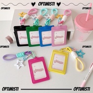 OPTIMISTI8E Photos Protective Cover, Double Card Slot with Star Pendant Card Holder, PU Leather ID C