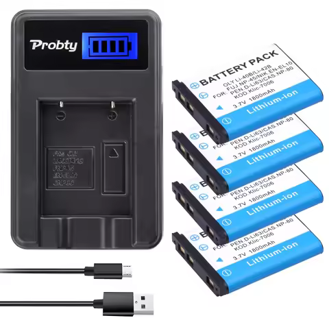1800mAh Li-40B Li-42B EN-EL10 Battery LCD Charger for Olympus Li 40B 42B, Nikon EN EL10, FinePix XP7