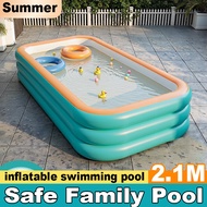 Inflatable Pool 2.1/1.8/1.5M Family Pool Swimming Pool Adult & Kids Pool Blow Up Pool