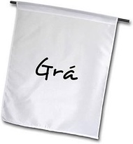 3dRose Gra Word for Love in Irish Gaelic, Romantic World Language Black Text Garden Flag, 12 by 18"