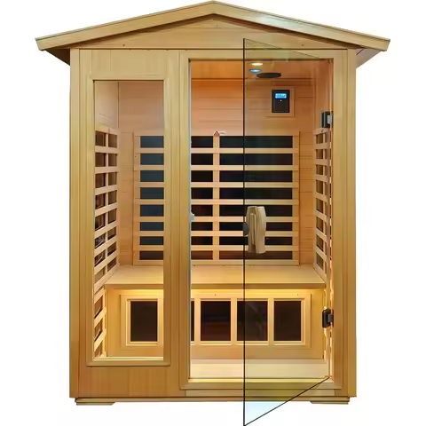 Outdoor Sauna, Far Infrared Sauna for 2 Person, Basswood Wooden Sauna for Home with 8 Low EMF Home S