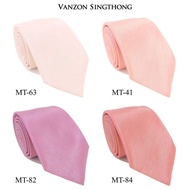เนคไทผ้าไหมเทียม ผ้ามันเงา โทนสีชมพู มีหลายขนาด By Vanzon Singthong