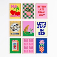 Colorful Eclectic Poster Set Prints Hot Pink Room Decor Dopamine Wall Art Canvas Painting Trendy Abs