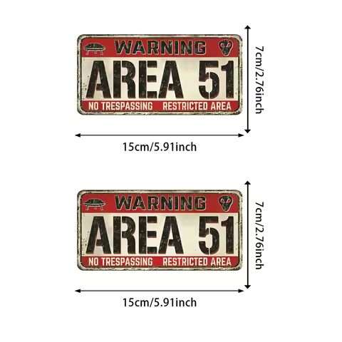 2-Pack AREA 51 No Intrusion Warning Sign - 15x7cm, Waterproof Vinyl Sticker for Cars & Motorcycles, 