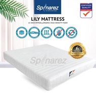 SpinaRez Lily Tilam Mattress 10 inch Hypoallergenic High Density Foam (King)(Queen)(Super Single)(Si