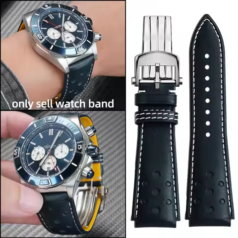 22mm Ltalian Genuine leather watch strap For Breitling Super Mechanical Timing B01 Super Ocean Aveng