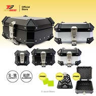Universal 5L 10L 18L Aluminium Top Box | Black / Silver | [Free Base Plate + Stickers + Inner Pads]