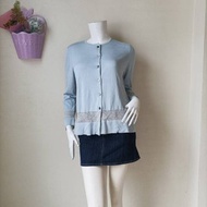 Christian Aujard Blue Knit Cardigan Size 9AT will fit S-M