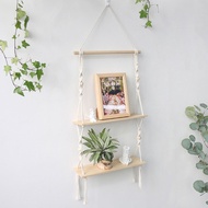 Scandinavian Style Loft Double Wood Shelf Wall Decor Hotel Dorm Background Wall Kindergarten Wall Ha
