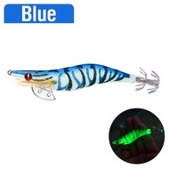 1pcs Fishing Lure 8cmcm Luminous Squid Jig Fishing Wood Shrimp Lure Squid Cuttlefish Jig Lure Bait F
