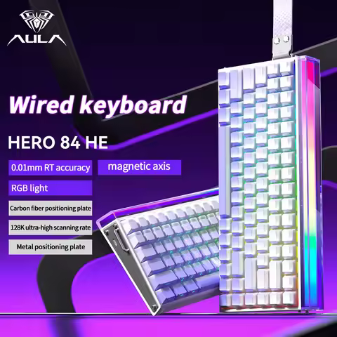AULA HERO 84 HE Wired Mechanical Keyboard Music Rhythm RGB Backlit Magnetic Switch 8K Return Rate 12