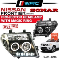 Sonar Nissan Navara D40 /  Frontier 2005 - 2015 Projector Headlamp With Magic Ring ( Clear + Black )