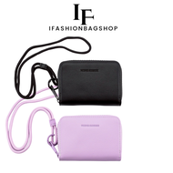 ifashionbagshop(IF2435) กระเป๋าสตางค์ใบสั้นสีพื้น มีสายสะพายคล้องคอได้-น่ารัก
