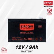เเบตเตอรี่ ZIRCON 12V 9Ah ของแท้ ส่งไว ประกัน 1 ปี