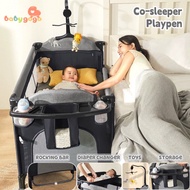 4in1 Baby Co-sleeper Playpen Double Layer Foldable Bedside Sleeper w Diaper Changerou