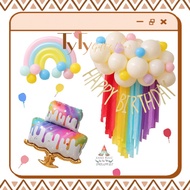 Rainbow Balloon Set for Children's Birthday Decoration SB35 [Includes Balloon Pump and Balloon Glue]