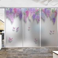 Privacy Window Film Pink Flower Decorative Window Stickers Static Cling Frosted Semi-transparent Window Coverings for Homedecor