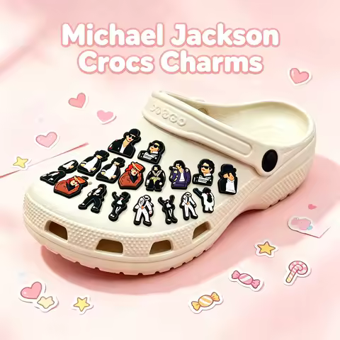 Hot Sales 14Pcs Famous Singer PVC Shoes Charms Decorations Moonwalk Dance Sandal Buckle Fit Cool Man