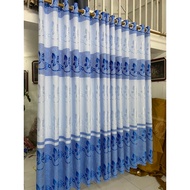 Maple leaf brocade curtain, blue, soft fabric, perforated oze curtain, main door curtain, window cur