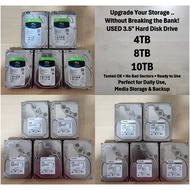 USED : 3.5" Hard Disk Drive (HDD)  Seagate Skyhawk 4TB/ Toshiba X300 8TB /Toshiba N300 10TB