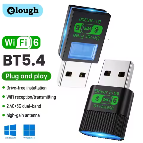 Elough WiFi 6 Dual Band Wireless Network Card WiFi 6 Driver Free AX900 Bluetooth 5.4 WiFi 2-IN-1 USB