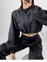 Retro เผ็ดสาวสบายๆหลวมกลางแจ้ง Hooded JACKET ผู้หญิง Parka Coat ฤดูใบไม้ร่วงสไตล์ใหม่สบายแฟชั่น