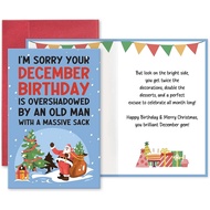 Humorous December Birthday Card for Man Woman, Funny Christmas Birthday Card for Family Friend, Happ