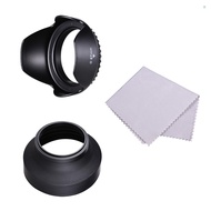 67mm Lens Hood Set with Tulip Flower Lens Hood + Collapsible Rubber Lens Hood + Lens Cleaning Cloth 