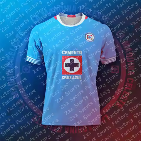 Liga MX 25 Cruz Azul Home_Away Training Jersey Summer Short Sleeve T Shirt Football Sportswear Print