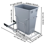 MRIWG VEVOR ถังขยะแบบดึงออกได้สำหรับถังขยะใต้ตู้มีถังขยะสำหรับครัวชั้นวางแบบเลื่อนถังขยะสำหรับถังขยะ