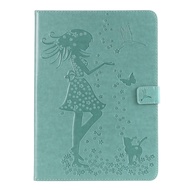 Tablet Case for IPad Pro 11" 2018 Girl and Cat Patterns PU Leather Flip Wallet Clip Stand Cover for IPad Pro 11" 2018