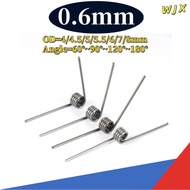 sus304 d0.6mm OD4/4.5/5/5.5/6/7/8mm V-shaped spiral torsion spring angle 60/90/120/180 degrees【WJX-C