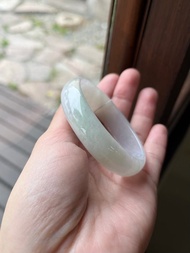 丨翠羽丨糯種白底青翡翠手鐲 圈口54.8 緬甸玉A貨