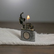 純銅復古老式煤油打火機 防風個性真皮 男朋友紀念