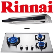 Rinnai RH-S309-GBR-T Slimline Hood With Touch Control + RINNAI RB-73TS 3 BURNER HYPER FLAME STAINLESS STEEL BUILT-IN HOB