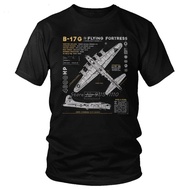 Vintage B-17 Flying Fortress Spitfire T-Shirt Men Cotton Fighter Plane Tee War Pilot Short Sleeve Ai