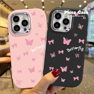 Cartoon Pink Butterfly Sweet Bow Case for Oppo A38 A77 A79 A7 A18 A12 A58 A57 A76 A16 A78 A74 A53 A55 A3s A9 A5s A98 A77s A17k A17 A16s A1K A31 A52 A96 Reno 5 5F Luxury Cover