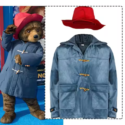 Movie Paddington Cosplay Costume Hat Coat Suit Stage Performance Uniform Halloween Party Role Play O
