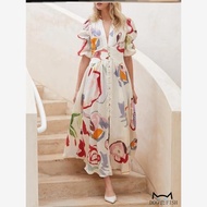 Bohemian dress Bohemian dress Bohemian Vacation Style Large Swing Chiffon Printed One-Piece Long dre